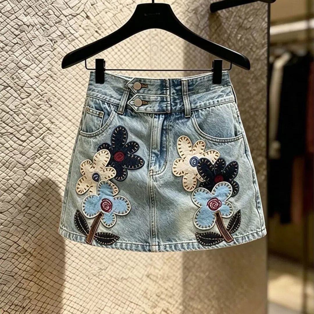 Summer Clothing Looks - Nova Saia Jeans Feminina de Cintura