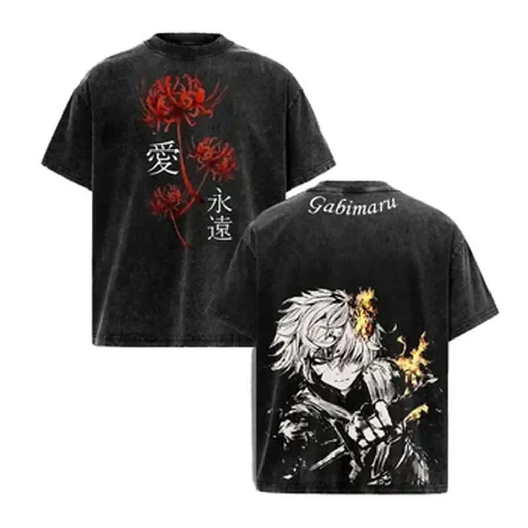 Japanese Summer Clothing Men - Camiseta Vintage de Anime Japonês Hell's