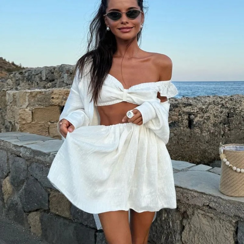 Summer Clothing Women Sale - Regata inchado mini saia conjunto de