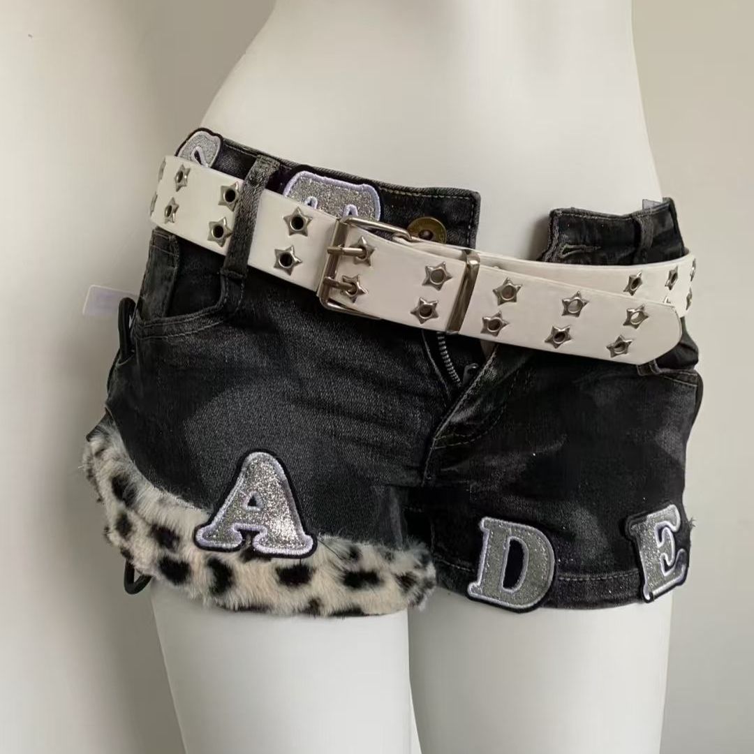 Summer Clothing Y2K - Y2k bordado remendo denim shorts mulher