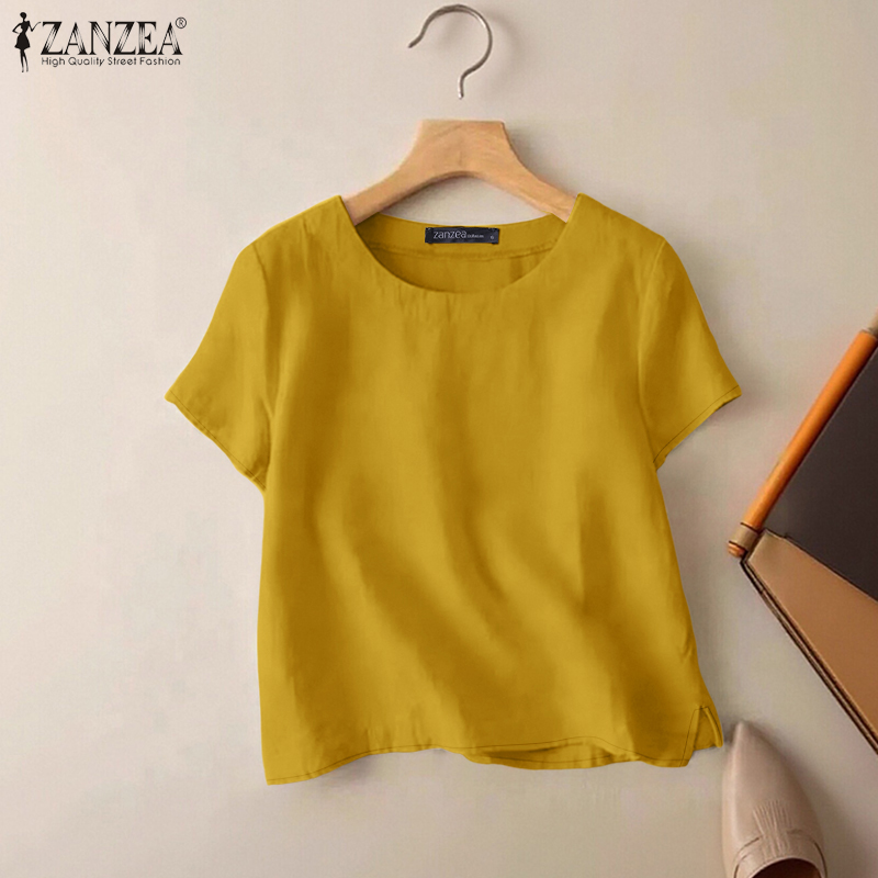 Summer De Clothing - ZANZEA Blusas casuais de algodão para