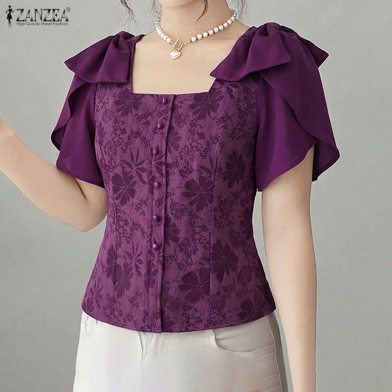 Summer De Clothing - ZANZEA Blusas femininas elegantes com estampa