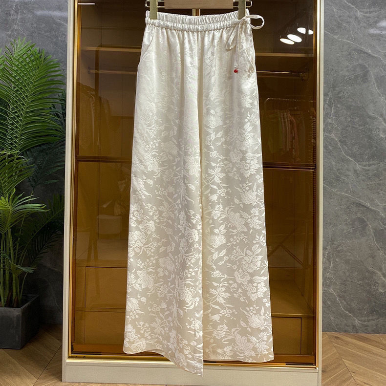 Palazzo Pant Wide - Calça palazzo elegante estilo chinês jacquard
