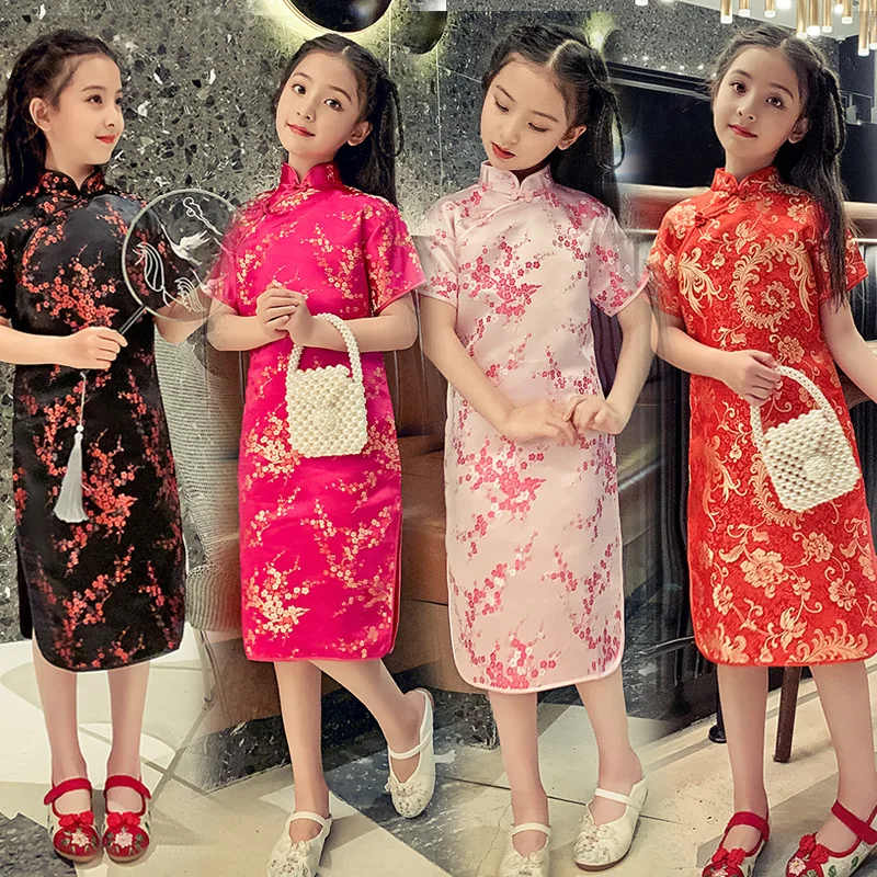 Summer Clothing Baby Girl - Verão crianças cheongsam moderno festa meninas