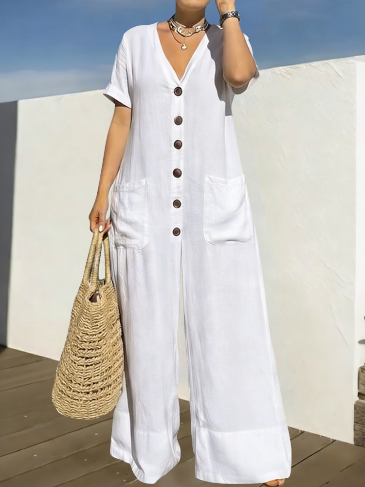 Summer Clothing For Plus Size Women - Macacão Feminino Plus Size Azul Urbano