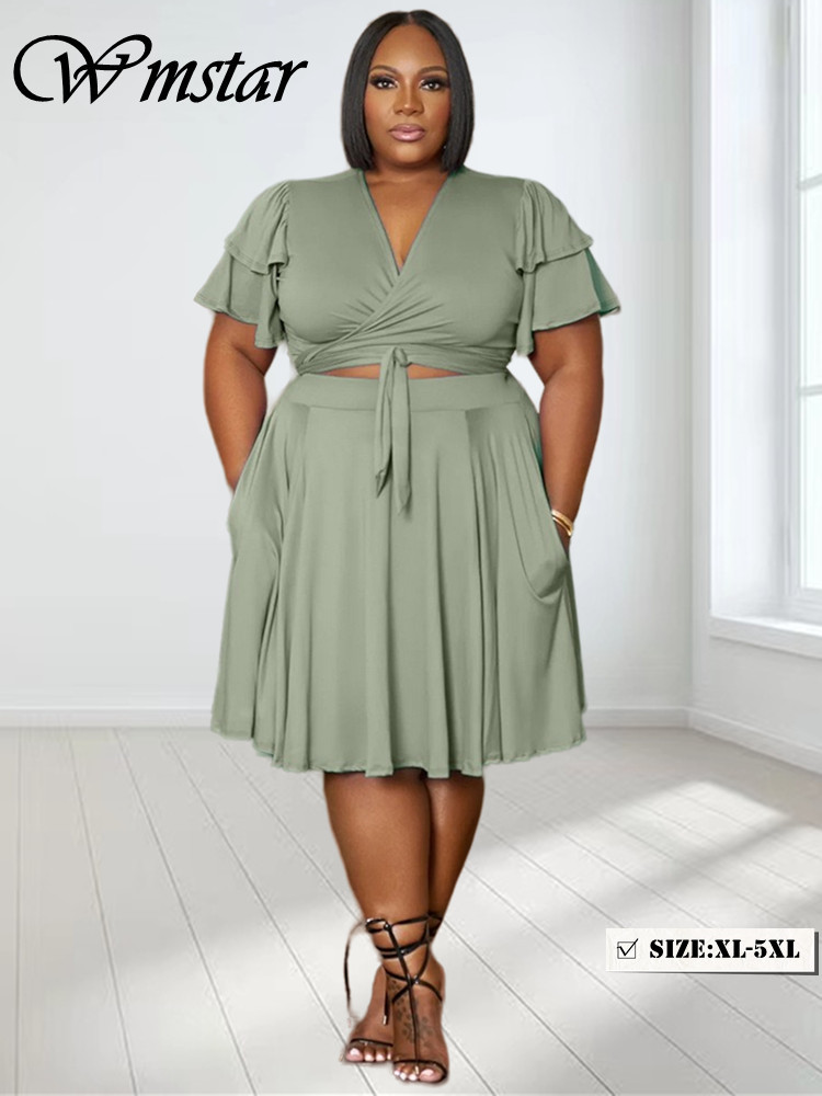 Summer Clothing Women Sale - Wmstar-V Neck Mini Saias e Bolsos