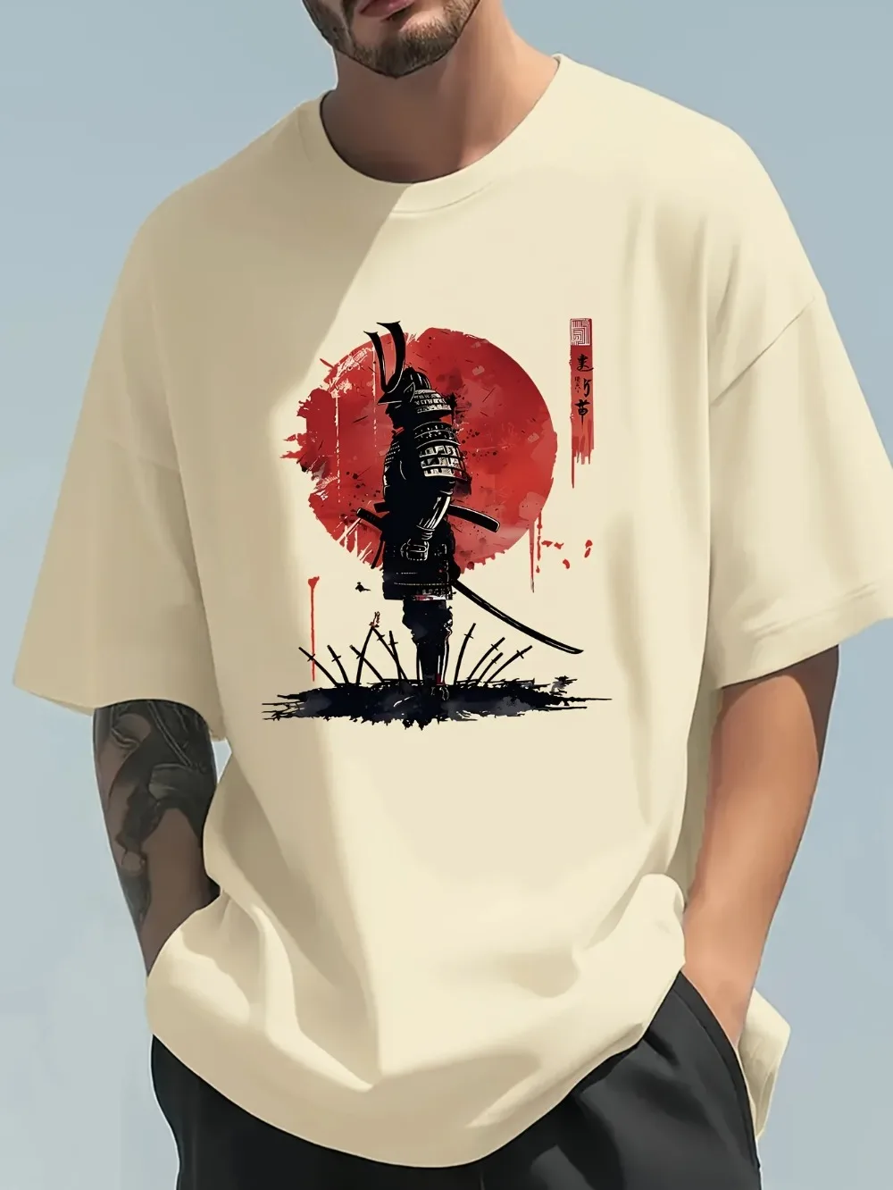 Japanese Summer Clothing Men - Camiseta Masculina Fashiona Casual Solta com
