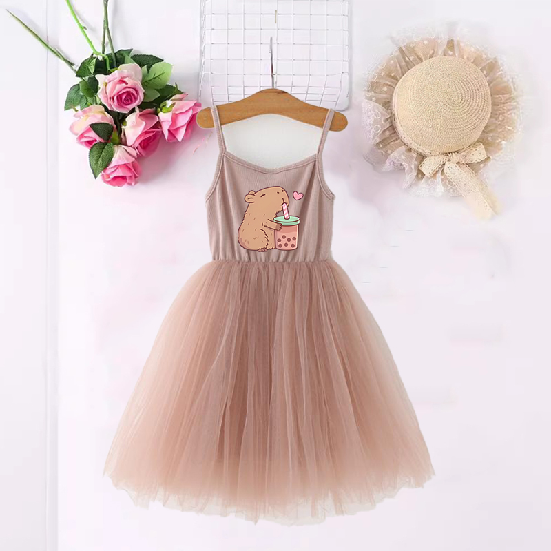 Summer Clothing Baby Girl - Capivara meninas vestidos anime impresso bonito