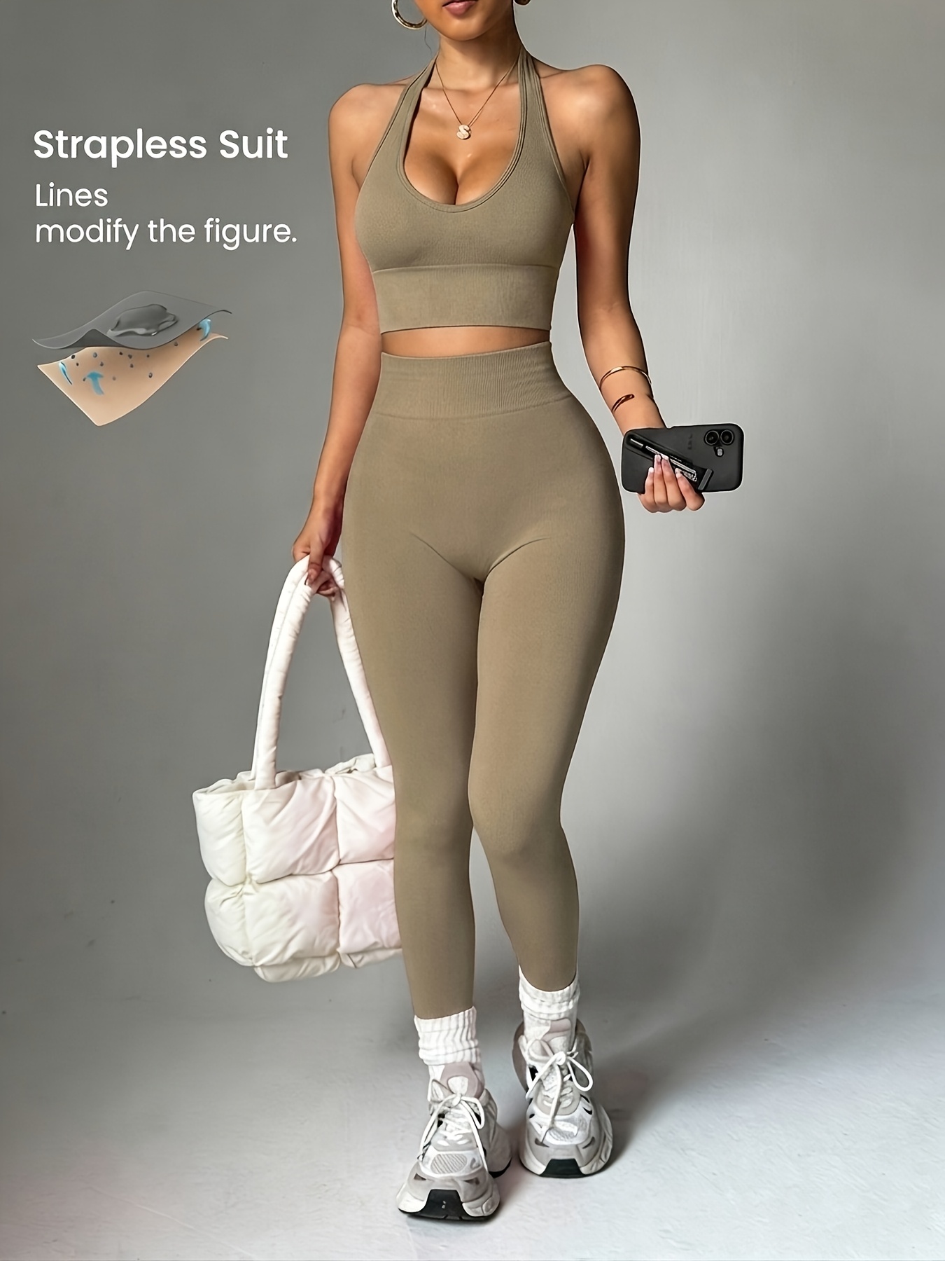 Halter Neck Top - Conjunto de Roupas Esportivas Femininas Versáteis