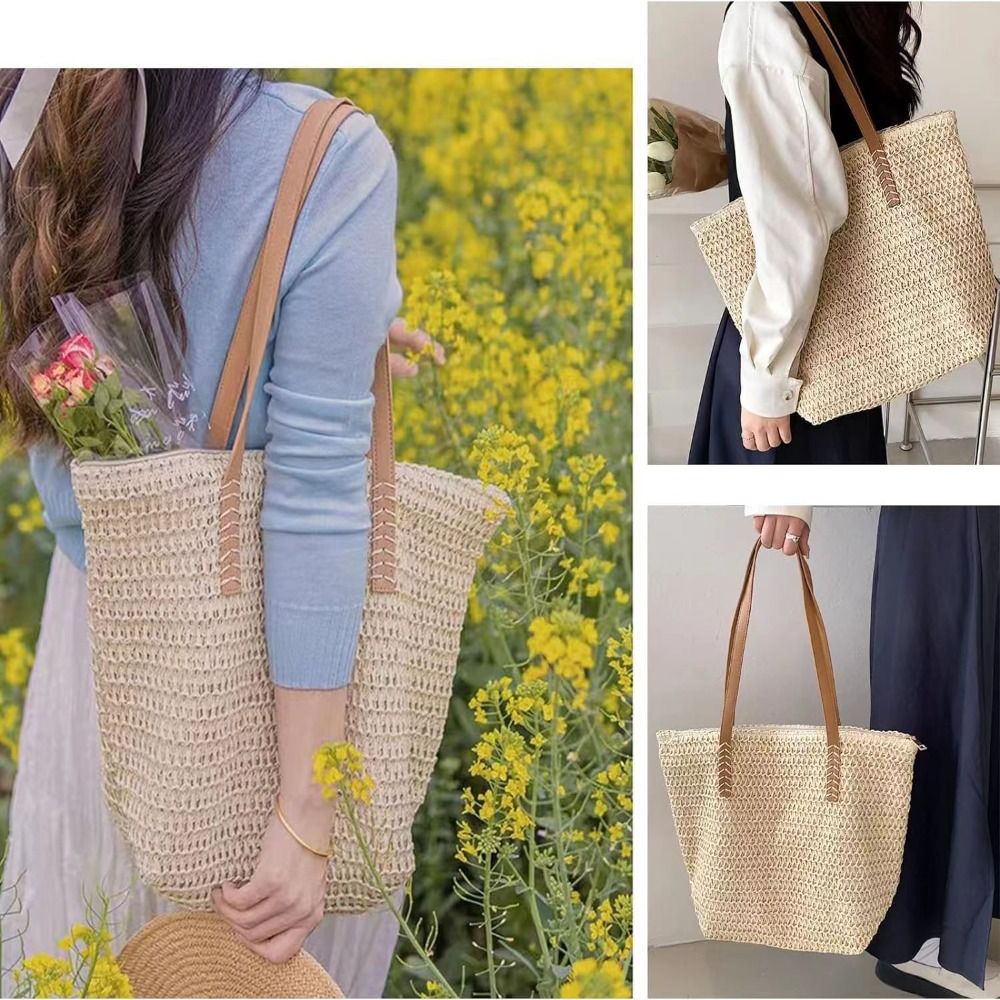 Bolsa de Praia de Palha Trança - Beach Bag Straw avaliação e preço