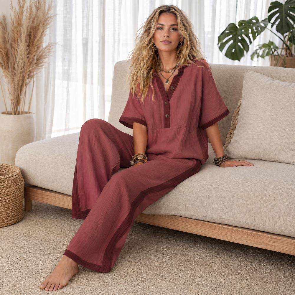 Conjunto Feminino de Algodão e - Palazzo Pant Wide avaliação e preço