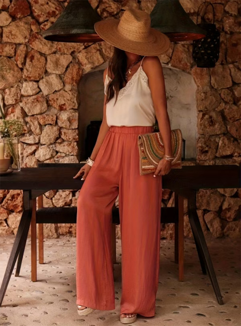 Calças Femininas de Cintura Al - Palazzo Pant Wide avaliação e preço