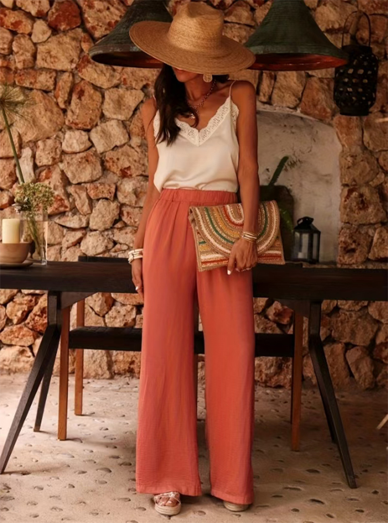 Calças Femininas de Cintura Al - Palazzo Pant Wide avaliação e preço