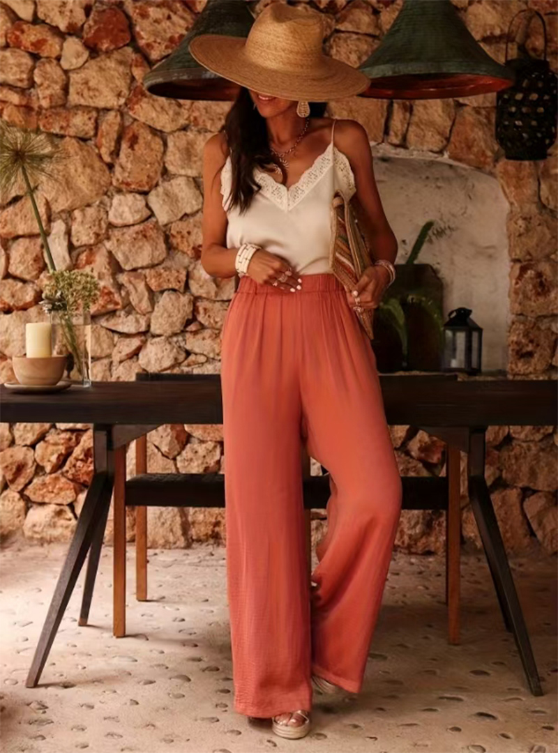 Calças Femininas de Cintura Al - Palazzo Pant Wide avaliação e preço