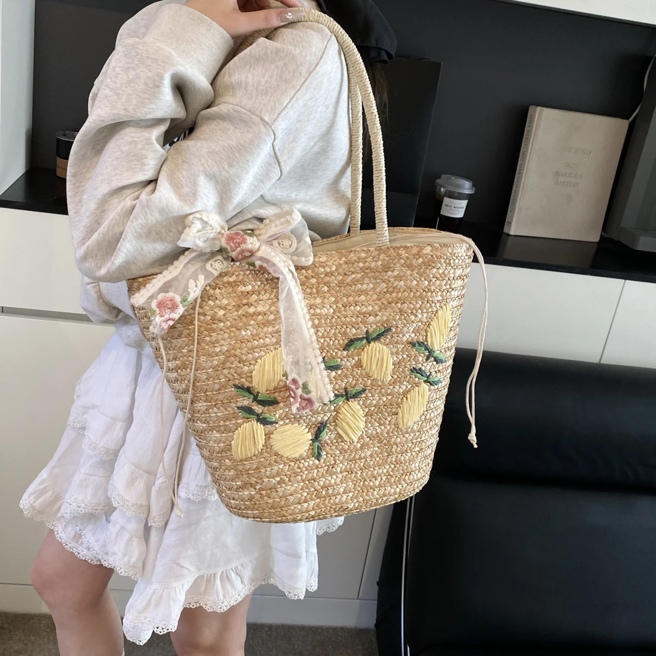 Grande capacidade praia bolsa  - Beach Bag Straw avaliação e preço