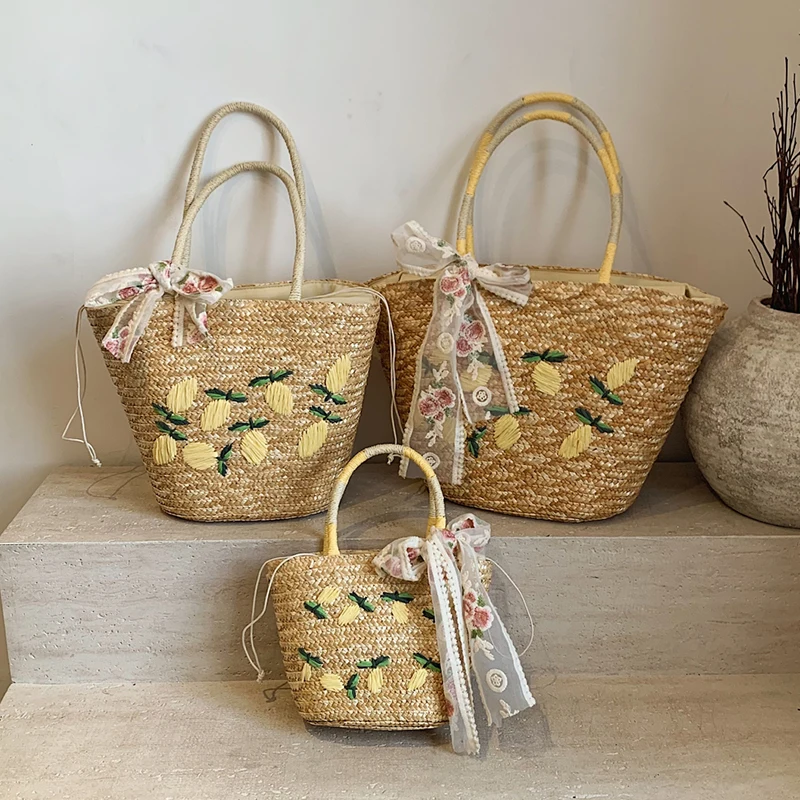 Grande capacidade praia bolsa  - Beach Bag Straw avaliação e preço