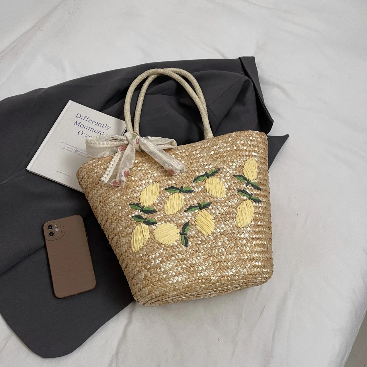 Grande capacidade praia bolsa  - Beach Bag Straw avaliação e preço