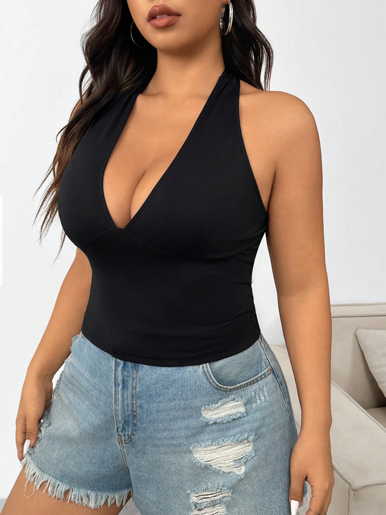 Nova moda cor sólida plus size - Summer Clothing For Plus Size Women avaliação e preço