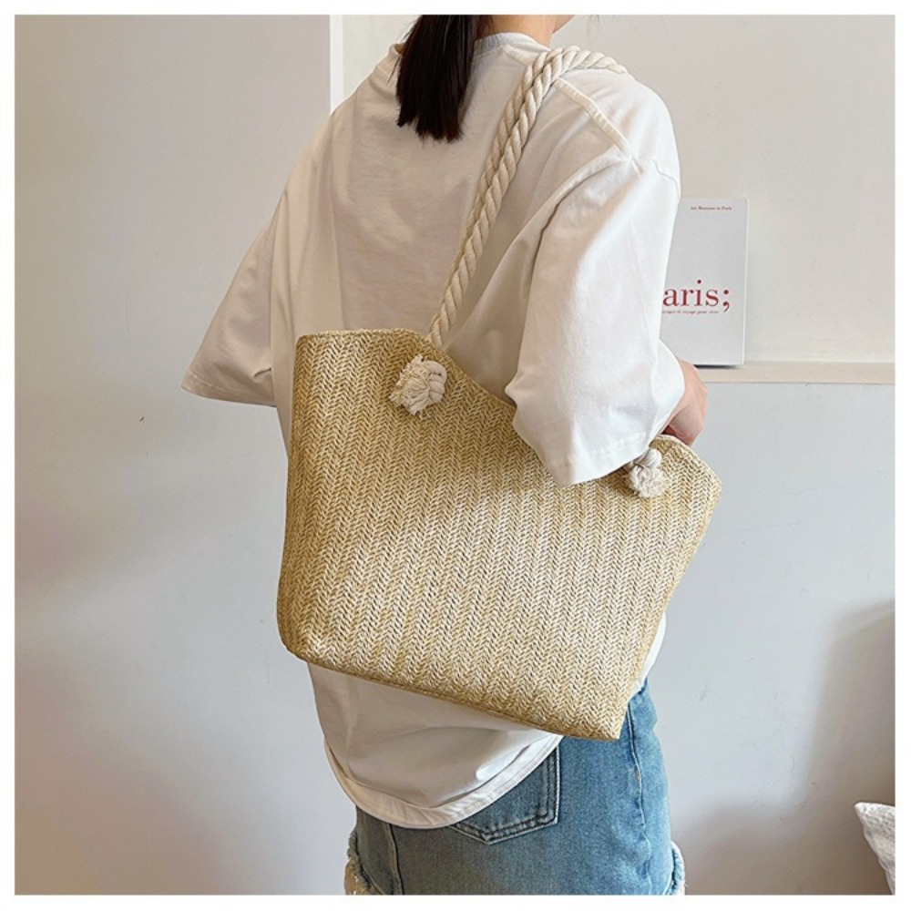 Nova Bolsa de Praia de Verão G - Beach Bag Straw avaliação e preço