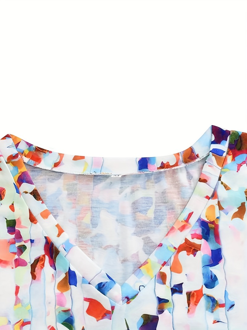 Flor com decote em v feminino  - Summer Clothing For Plus Size Women avaliação e preço