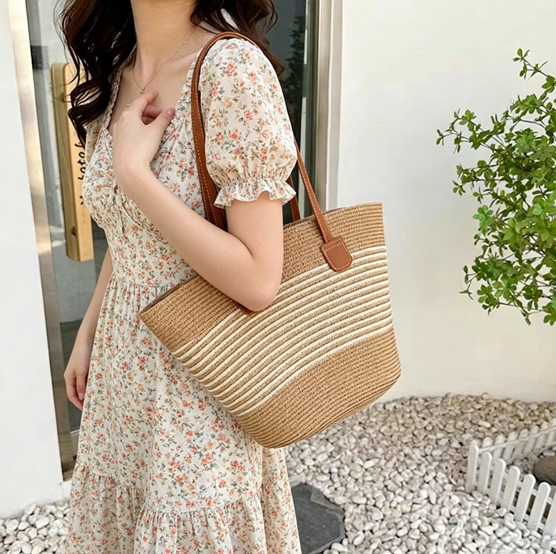 CLAREGQI Bolsa feminina listra - Beach Bag Straw avaliação e preço