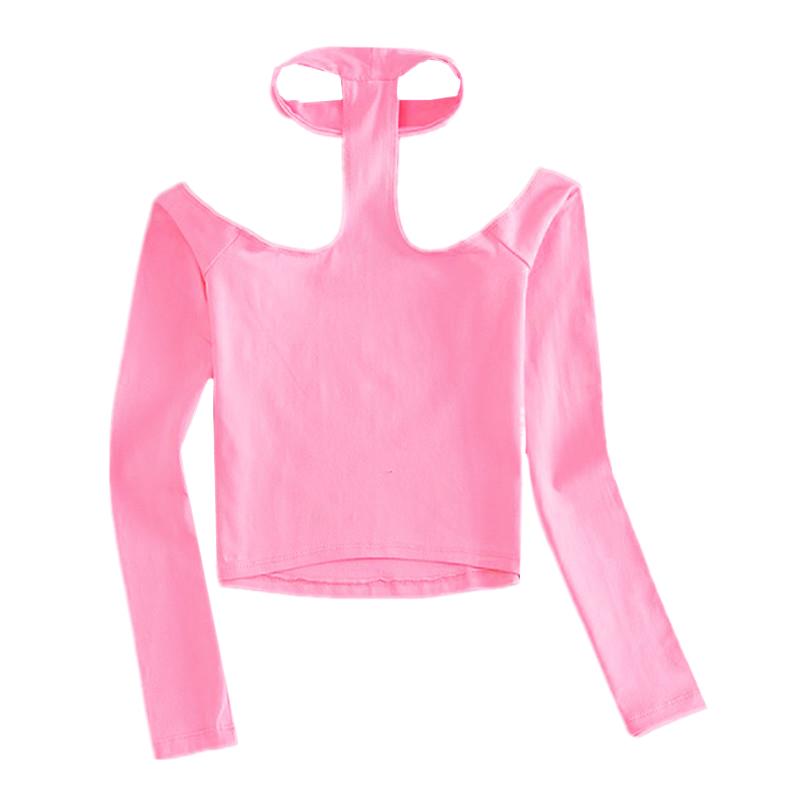 Camiseta preta sexy estilo cor - Halter Neck Top avaliação e preço