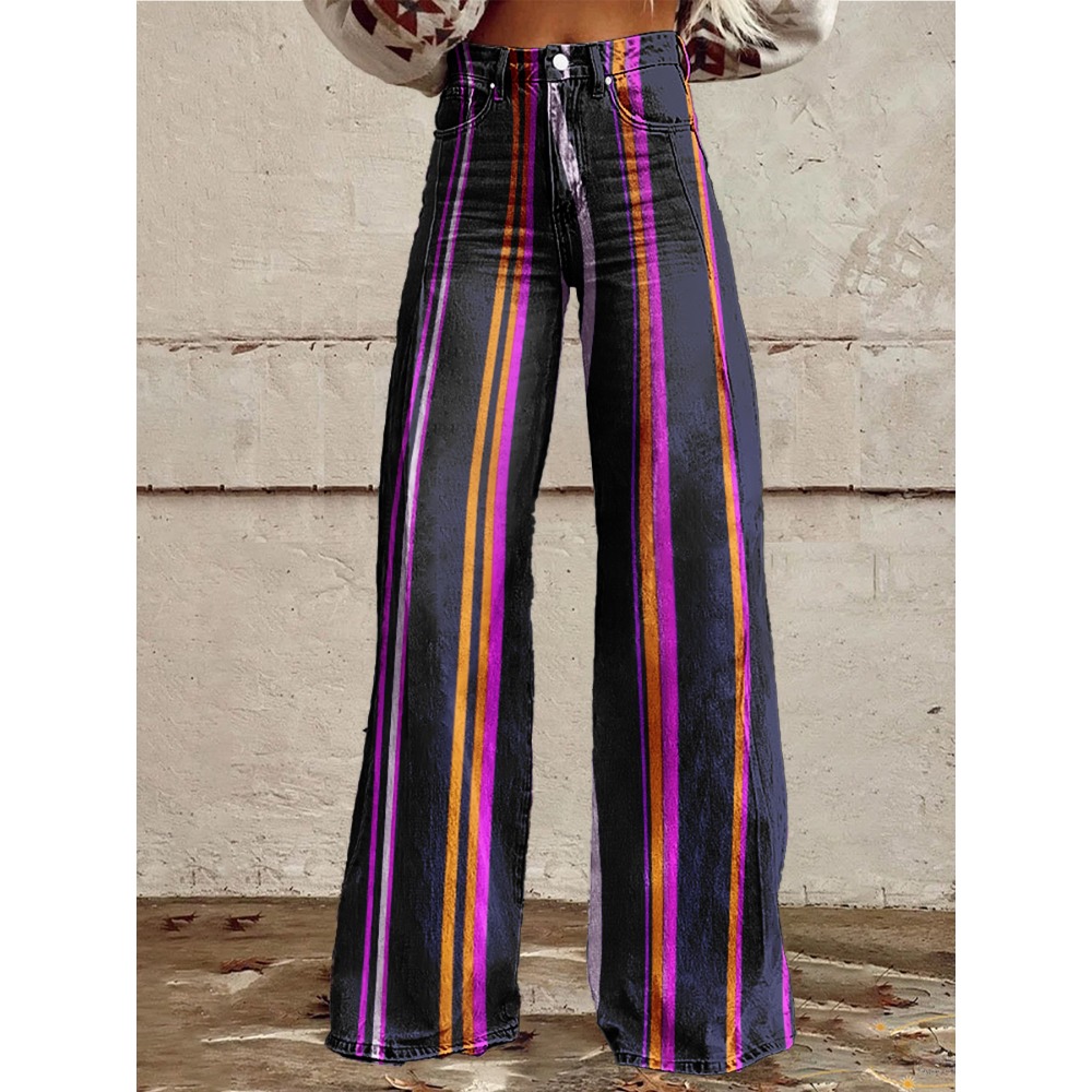 Calças listradas retrô para mu - Palazzo Pant Wide avaliação e preço