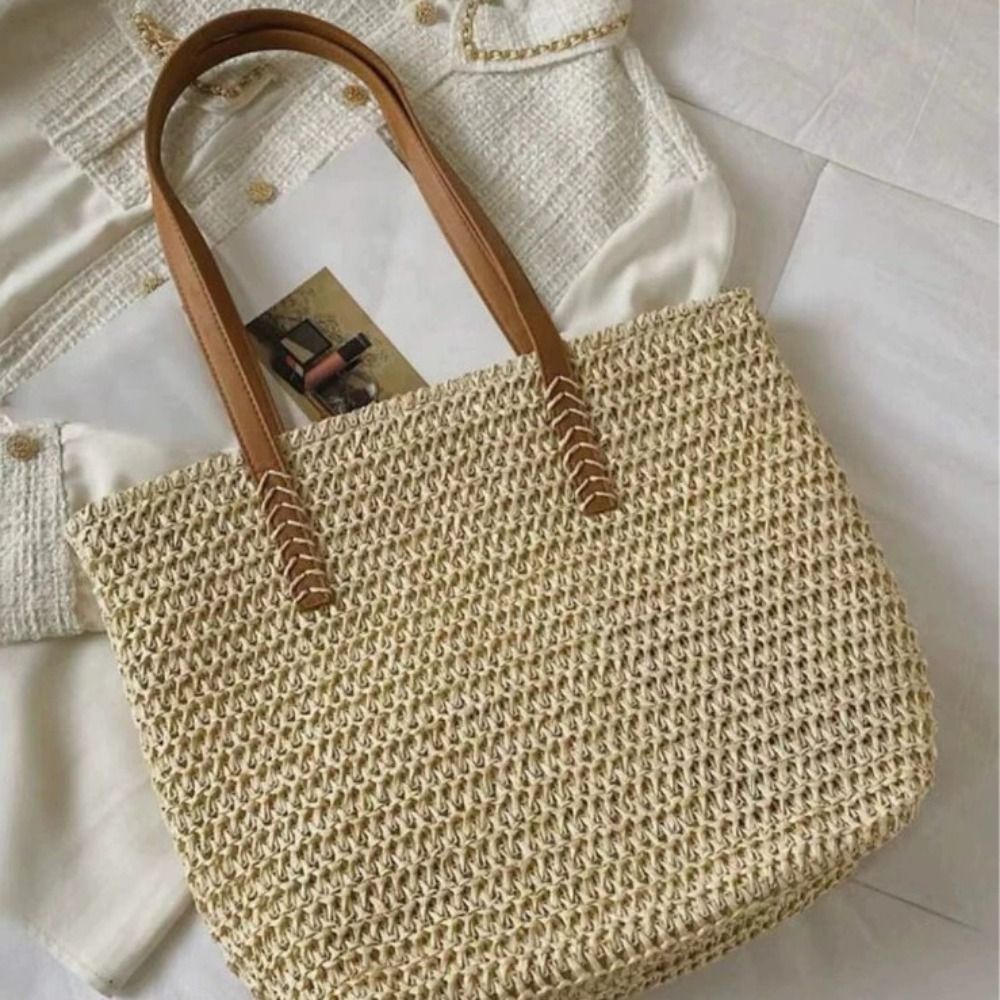 Bolsa de Praia de Palha Trança - Beach Bag Straw avaliação e preço
