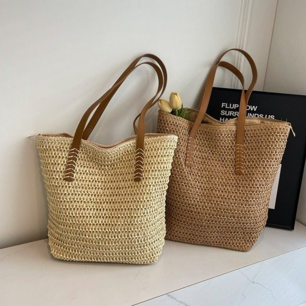 Bolsa de Praia de Palha Trança - Beach Bag Straw avaliação e preço