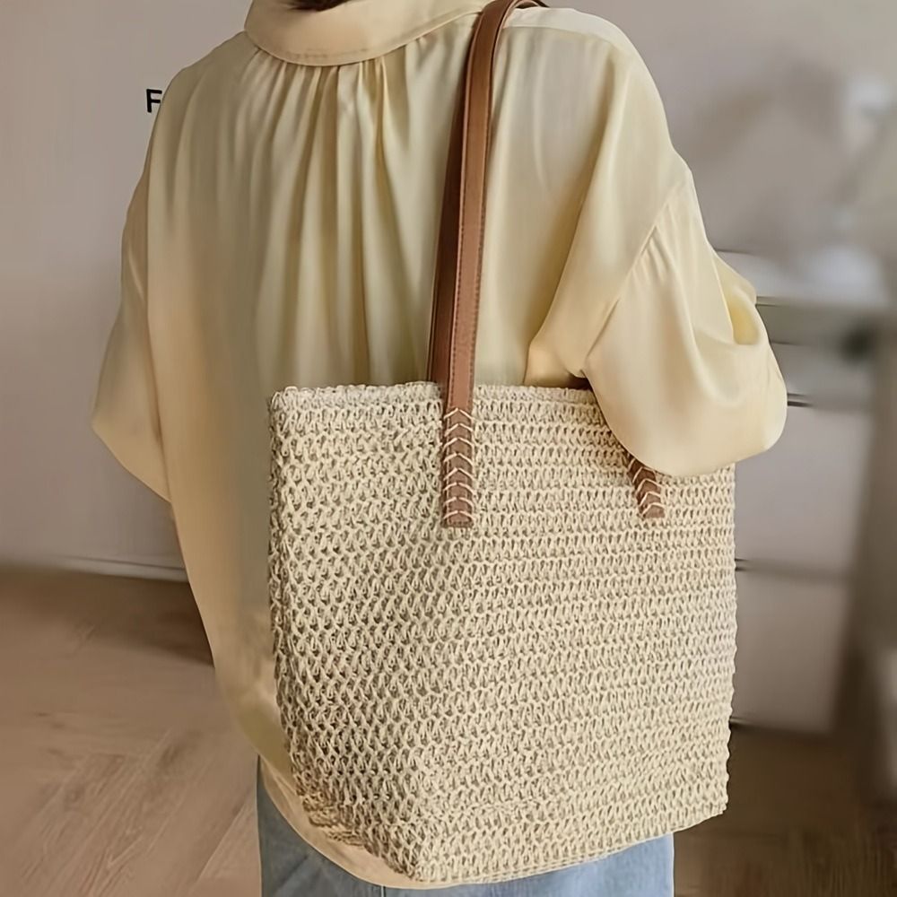 Bolsa de Praia de Palha Trança - Beach Bag Straw avaliação e preço